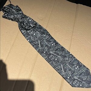 Upcycled Elegant Black Musical Instrument Tie. Perfect for a music lover.